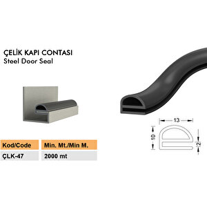 Çelik Kapı Fitili Geçmeli Kapı Altı Eşik Fitili Geçmeli  Siyah Renk 5 Metre