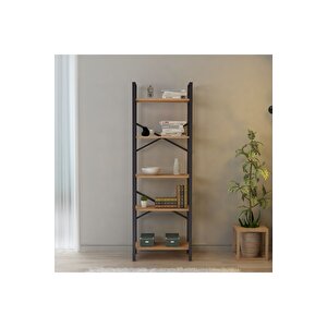 Hera 5 Raflı Metal Dar Kitaplık Atlantik Çam 60cm