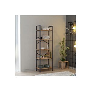 Hera 5 Raflı Metal Dar Kitaplık Atlantik Çam 60cm