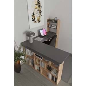 Venedik 13 Raflı Çalışma Masası, Atlantik Çam - Antrasit Atlantik Çam Antrasit