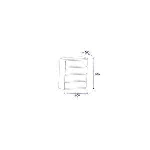 Neptün 4 Çekmeceli Şifonyer Antrasit Antrasit