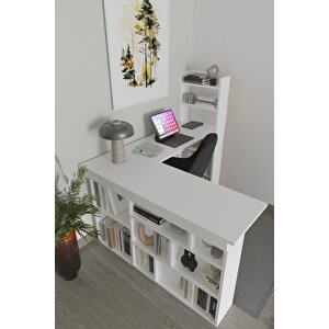 Venedik 13 Raflı Çalışma Masası,beyaz Beyaz