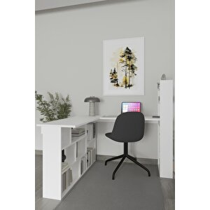 Venedik 13 Raflı Çalışma Masası,beyaz Beyaz