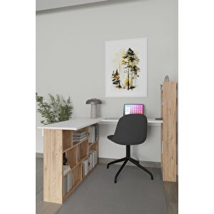 Venedik 13 Raflı Çalışma Masası, Atlantik Çam - Beyaz Atlantik Çam - Beyaz