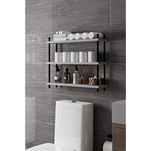 İnci Klozet Arkası Çok Amaçlı Banyo Düzenleyici, Klozet Üstü Raf Ve Organizatör, 60 Cm Sis Gri