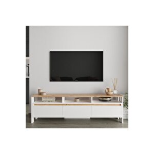 Atlas 3 Kapaklı Tv Ünitesi 160 Cm Atlantik Çam - Beyaz