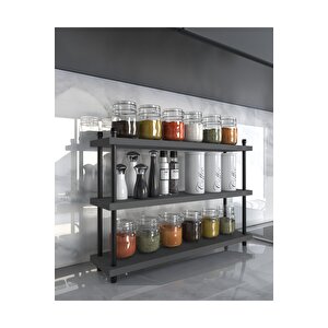 İnci Baharatlık, Mutfak Rafı, Çok Amaçlı Raf, 3 Katlı , Metal Ayaklı, Organizer, 60 Cm Sis Gri Gri
