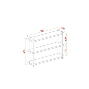 İnci Baharatlık, Mutfak Rafı, Çok Amaçlı Raf, 3 Katlı , Metal Ayaklı, Organizer, 60 Cm Sis Gri Gri