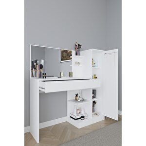Orkide Makyaj Masası, 1 Çekmeceli, Dolaplı, Aynalı