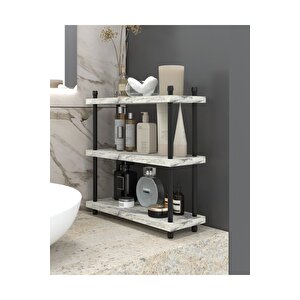 İnci Makyaj Ve Banyo Bakım Ürünleri Organizeri,çok Amaçlı Düzenleyici,raf Ünitesi,40 Cm Mermer Desen Frezya