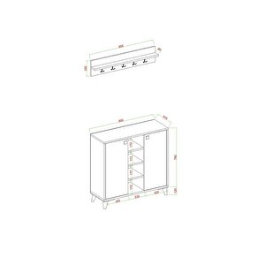 Akasya 2 Kapaklı Ayakkabılık, Vestiyer, Portmanto, Askılık, 90 Cm