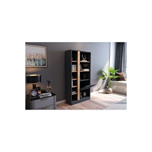 Lotus Kitaplık Kapaklı 160 Cm Atlantik Çam - Antrasit Antrasit