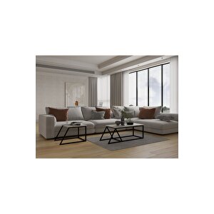 Prisma Orta Sehpa, Metal Ayak Masa, 2'li Zigon Sehpa, Mermer Desen 64192