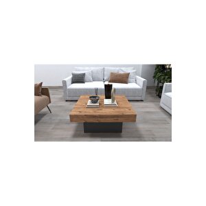 Medusa Kare, Modern Orta Sehpa, 90 Cm Atlantik Çam Atlantik Çam Antrasit