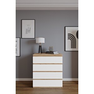 Neptün 4 Çekmeceli Şifonyer A.çam-beyaz Atlantik Çam - Beyaz