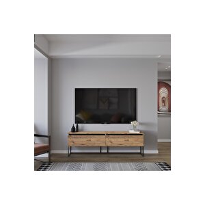 Perla Tv Ünitesi , Tv Sehpası , Düşer Kapak Tv Ünitesi , Metal Ayaklı Tv Ünitesi Atlantik Çam Çam