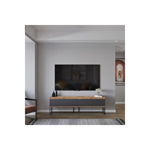 Perla Tv Ünitesi , Tv Sehpası , Düşer Kapak Tv Ünitesi , Metal Ayaklı Tv Ünitesi A.çam-antrasit Atlantik Çam Antrasit