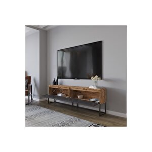 Perla Tv Ünitesi , Tv Sehpası , Düşer Kapak Tv Ünitesi , Metal Ayaklı Tv Ünitesi A.çam-antrasit Atlantik Çam Antrasit