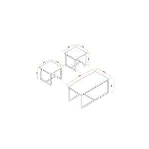 Luxor Orta Sehpa , Zigon Sehpa , Metal Ayak Masa , 3 Lü Zigon Füme Mermer Desenli
