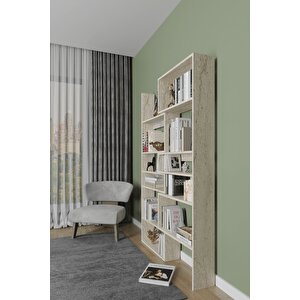 Aden Flat Dekoratif Kitaplık, Dekoratif Kitaplık Traverten Çok Renkli