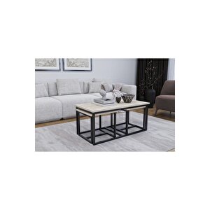 Luxor Orta Sehpa , Zigon Sehpa , Metal Ayak Masa , 3 Lü Zigon Siyah 2