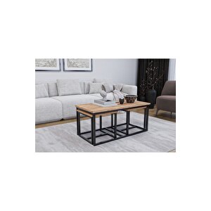 Luxor Orta Sehpa , Zigon Sehpa , Metal Ayak Masa , 3 Lü Zigon Atlantik Çam