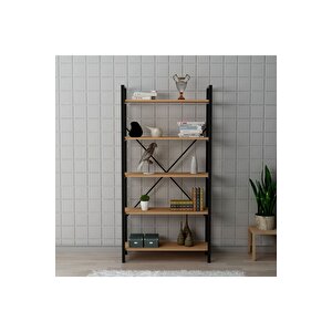 Hera 5 Raflı Metal Geniş Kitaplık Atlantik Çam 90cm