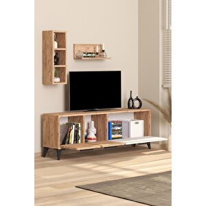 Porto Açık Raflı Tv Ünitesi Atlantik Çam Beyaz Beyaz
