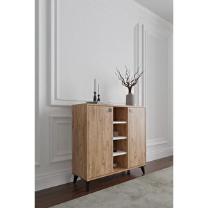 Misty 2 Kapaklı Konsol, Çok Amaçlı Dolap, 90 Cm Antrasit Atlantik Çam