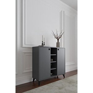 Misty 2 Kapaklı Konsol, Çok Amaçlı Dolap, 90 Cm Antrasit
