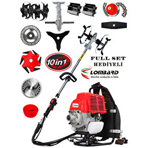 İtalia L-S980 Turbo Motor Sırt Tipi 10 İN 1 Benzinli Turbo Motorlu Ot Çim Çalı Biçme Tırpanı Full Aparat Hediyeli