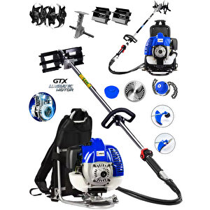 İtalia L-9900 V-tec Motor Sırt Tipi Ot Çim Çalı Biçme Tırpanı + Toprak Eşeleme+ Akrobat Çapa Aparatı