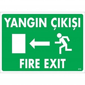 Yangın Çıkışı Sol Uyarı Levhası 25x35 Kod:870