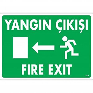 Yangın Çıkışı Sol Uyarı Levhası 25x35 Kod:870