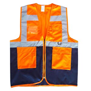Yönetici İkaz Yeleği Turuncu/lacivert  Xl Beden