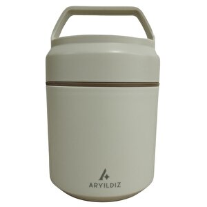 Bento Yuvarlak Lunch Box Yemek Termosu Bej 420 Ml