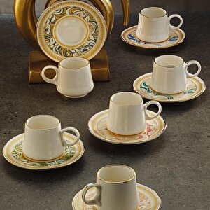 1453 Şal Yüzük Gold 12 Parça 6 Kişilik Kahve Fincan Takım 90 Ml Ar211728