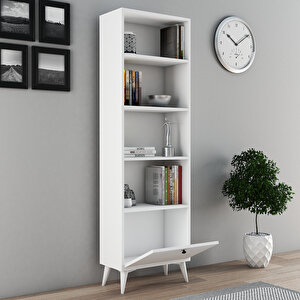 Mobilya Tek Kapaklı Kitaplık Beyaz