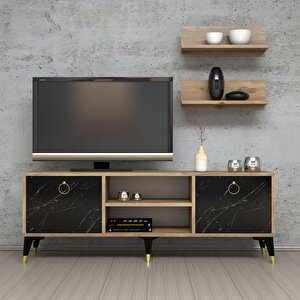 Mobilya 138 cm Tv Ünitesi Çam-Mermer Desen