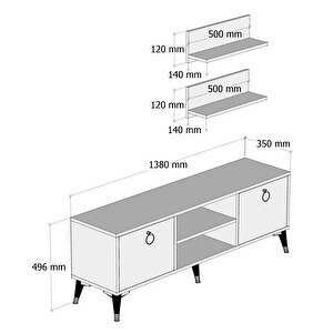 Ferniso Mobilya 138 cm Tv Ünitesi Çam-Mermer Desen
