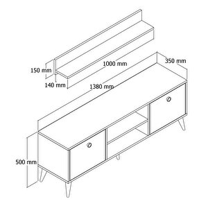 Ferniso Mobilya 138 Cm Tv Ünitesi Alba Çizgili Kapak