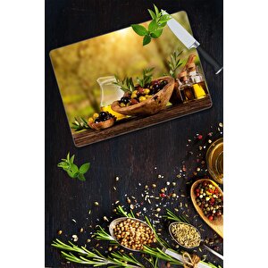 30x40 Cm Cam Kesme Tahtası Zeytin Görünümlü