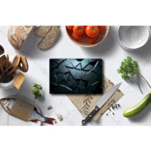 20x30 Cm Cam Kesme Tahtası Siyah Üçgenler