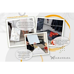 20x30 Cm Cam Kesme Tahtası Siyah Yaldızlı Mermer