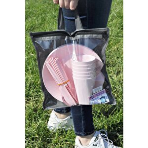 Çantalı Piknik Seti Pembe 30 Parça