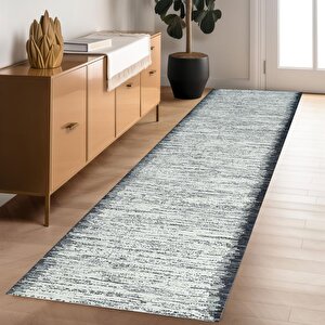 Dijital Baskı Kaymaz Taban Yıkanabilir Kesme Yolluk Oda Salon Mutfak Modern Siyah Beyaz Halı