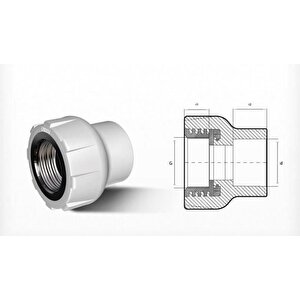 Ege Yıldız Pprc 50x1 1/2 Dişi Adaptör Gri