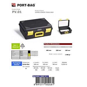 Portbag Pv01 Usta Takım Çantası Jumbo
