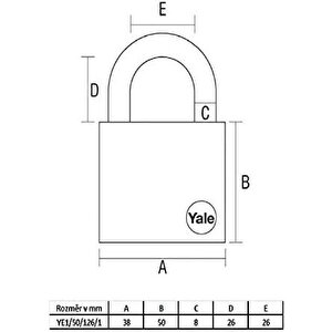 Yale Essential Serisi 50 Mm Prinç Sarı Asma Kilit