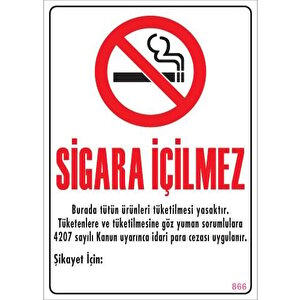 Sigara İçilmez Uyarı Levhası 25x35 Kod:866